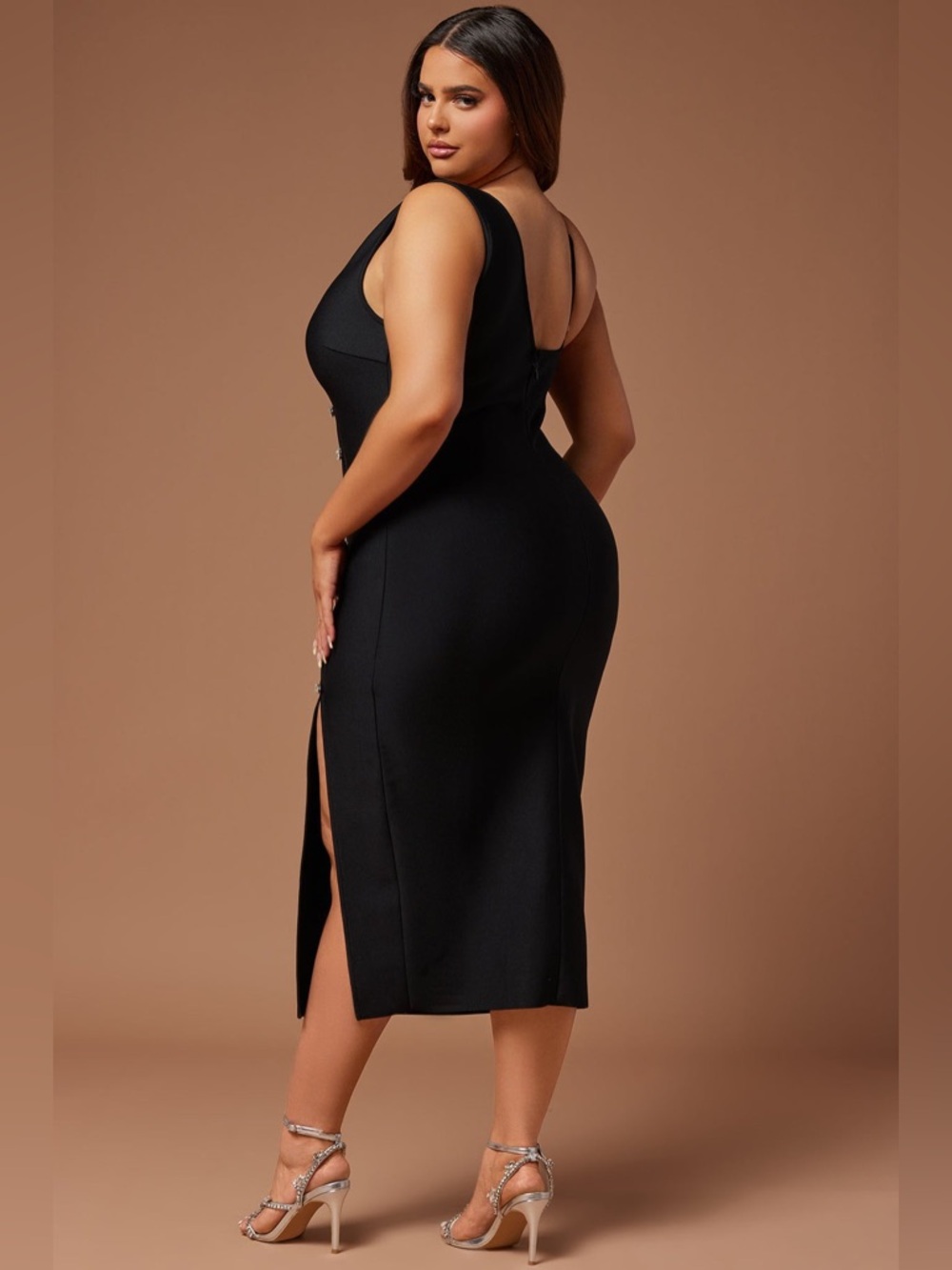 Fashion Nova Elsa Bandage Midi Dress - Black - Picture 4 of 9